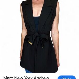 Marc New York Black Sleeveless Blazer with Bow
